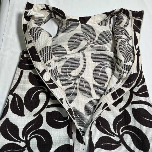 Max Mara Leaf Print Swing Dress Mini A-Line Retro Sleeveless Cotton Silk 4 Multi - Picture 7 of 11